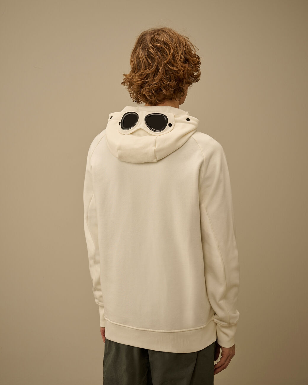 Худи на молнии C.P. Company Diagonal Raised Fleece Zipped Goggle Gauze White