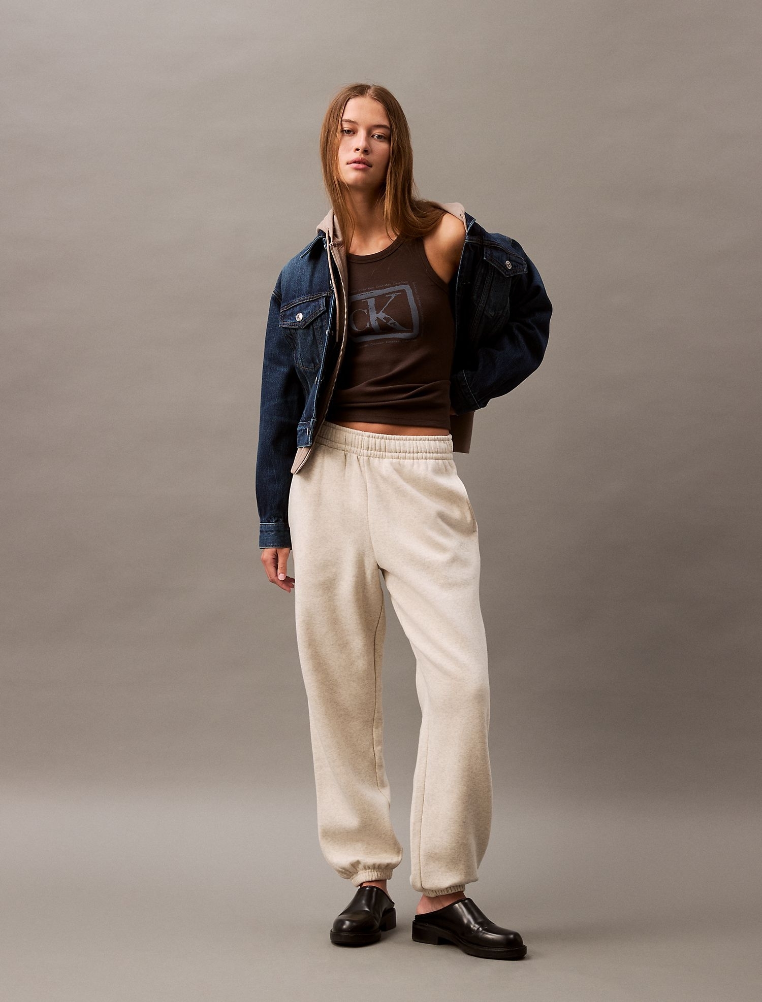 Брюки Calvin Klein Monogram Fleece Joggers Vanilla Heather