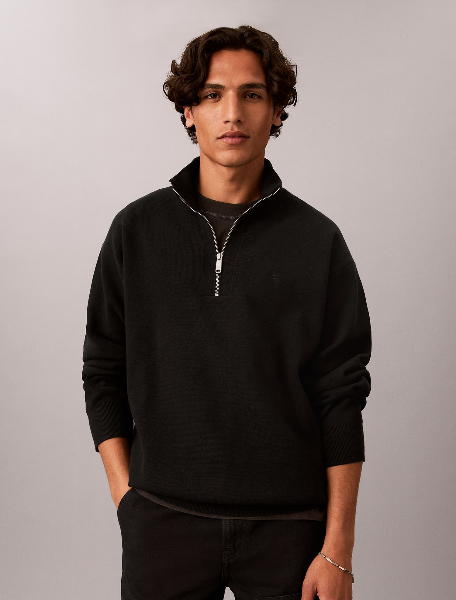 Свитер Calvin Klein Smooth Cotton Quarter Zip Black