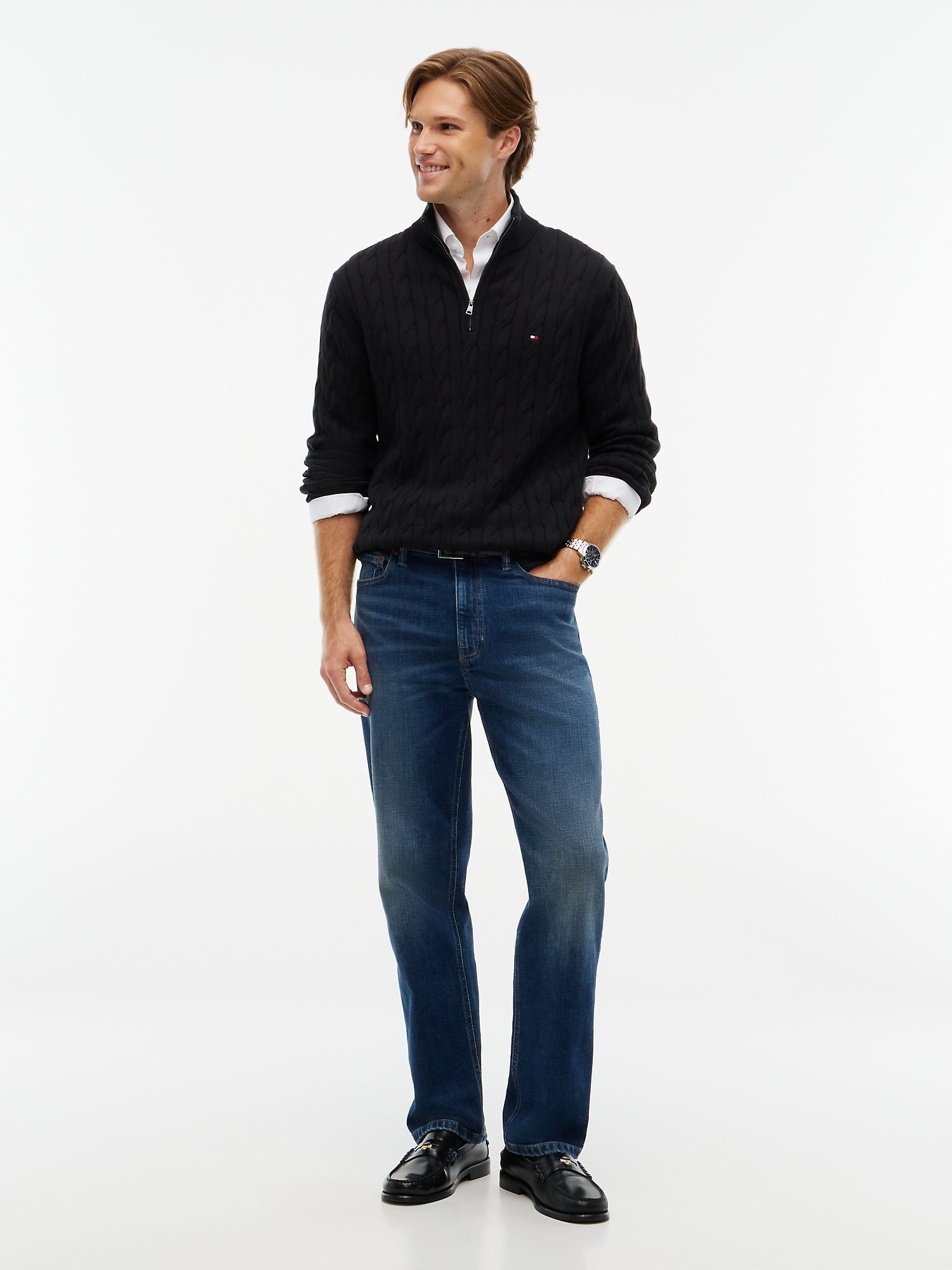 Свитер Tommy Hilfiger Cable Knit Quarter-Zip Sweater Black