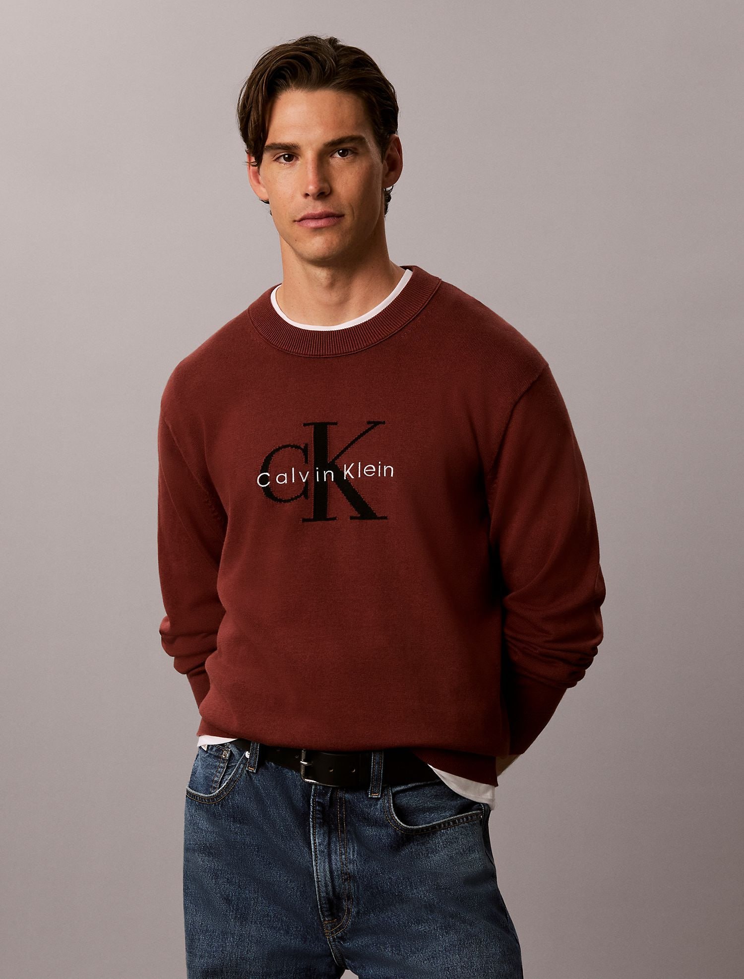 Свитер Calvin Klein Cotton Monologo Graphic Relaxed Brown Velvet