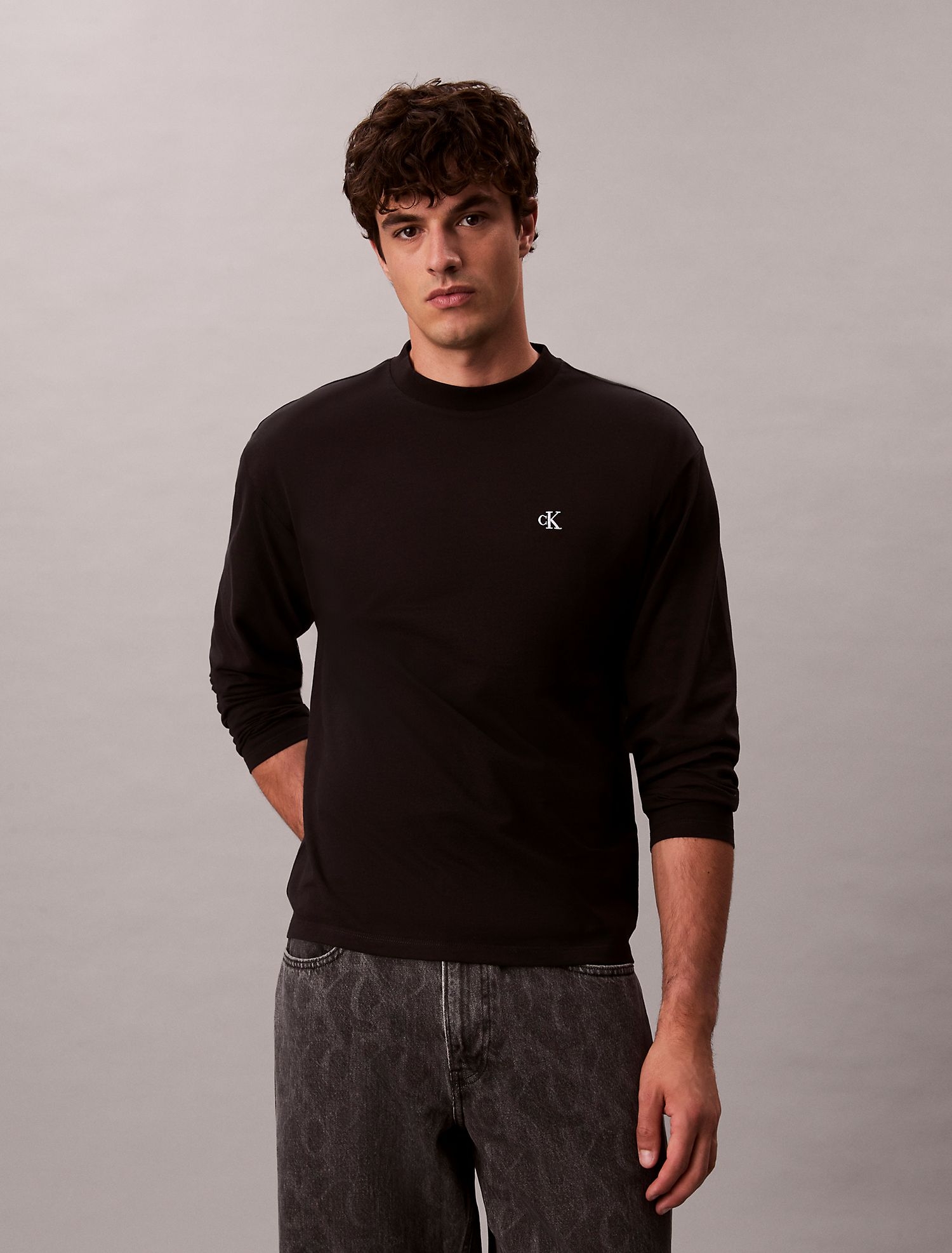 Лонгслив Calvin Klein Monogram Relaxed Bright Black