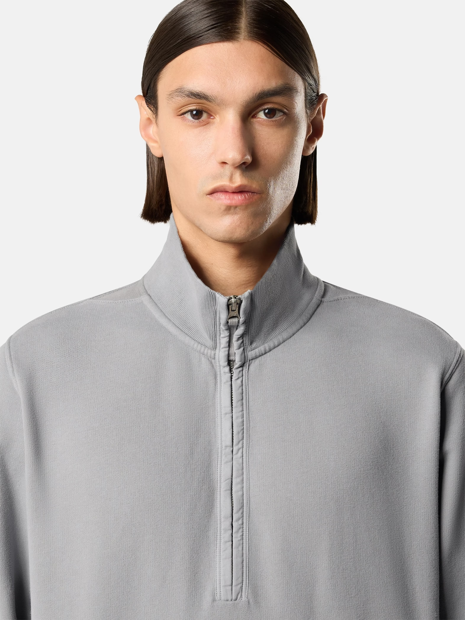 Свитшот на молнии Stone Island 6100068 BRUSHED ORGANIC COTTON FLEECE Grey