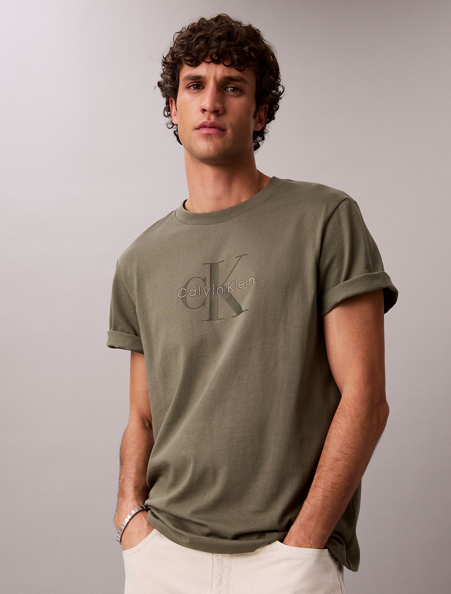 Футболка Calvin Klein Embroidered Monologo Dusty Olive