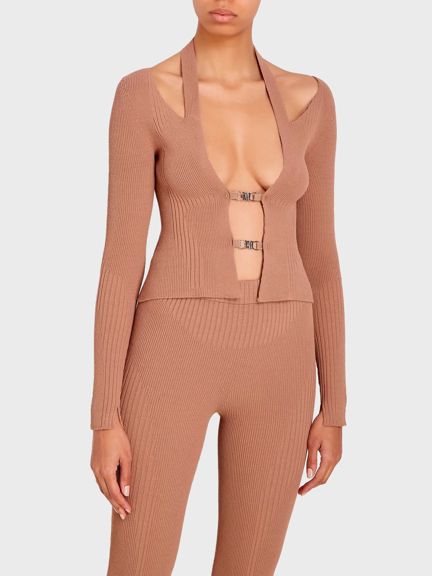 Брюки MISBHV Knit Seamless Flared Trousers Brown