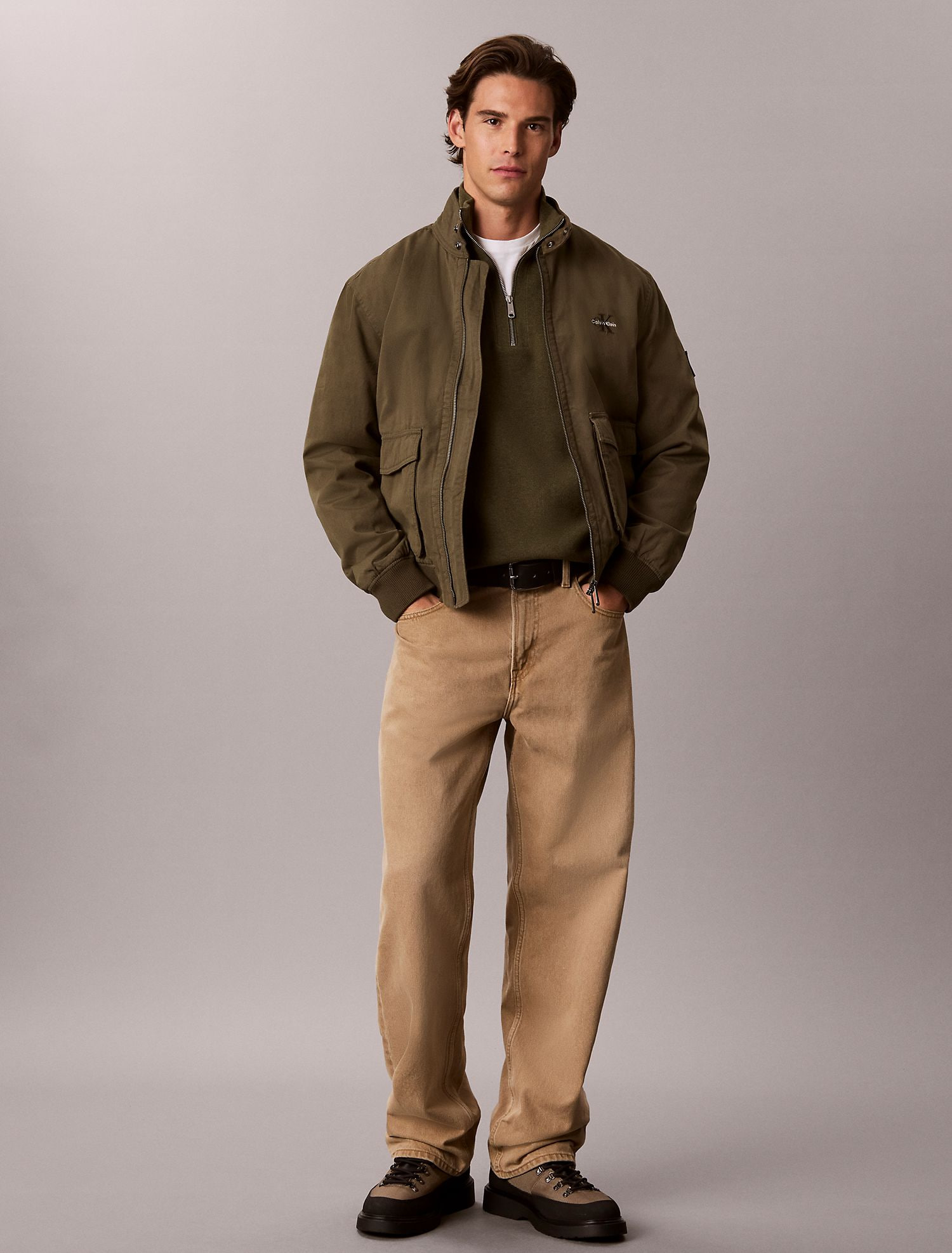 Свитер Calvin Klein Smooth Cotton Quarter Zip Olive Night