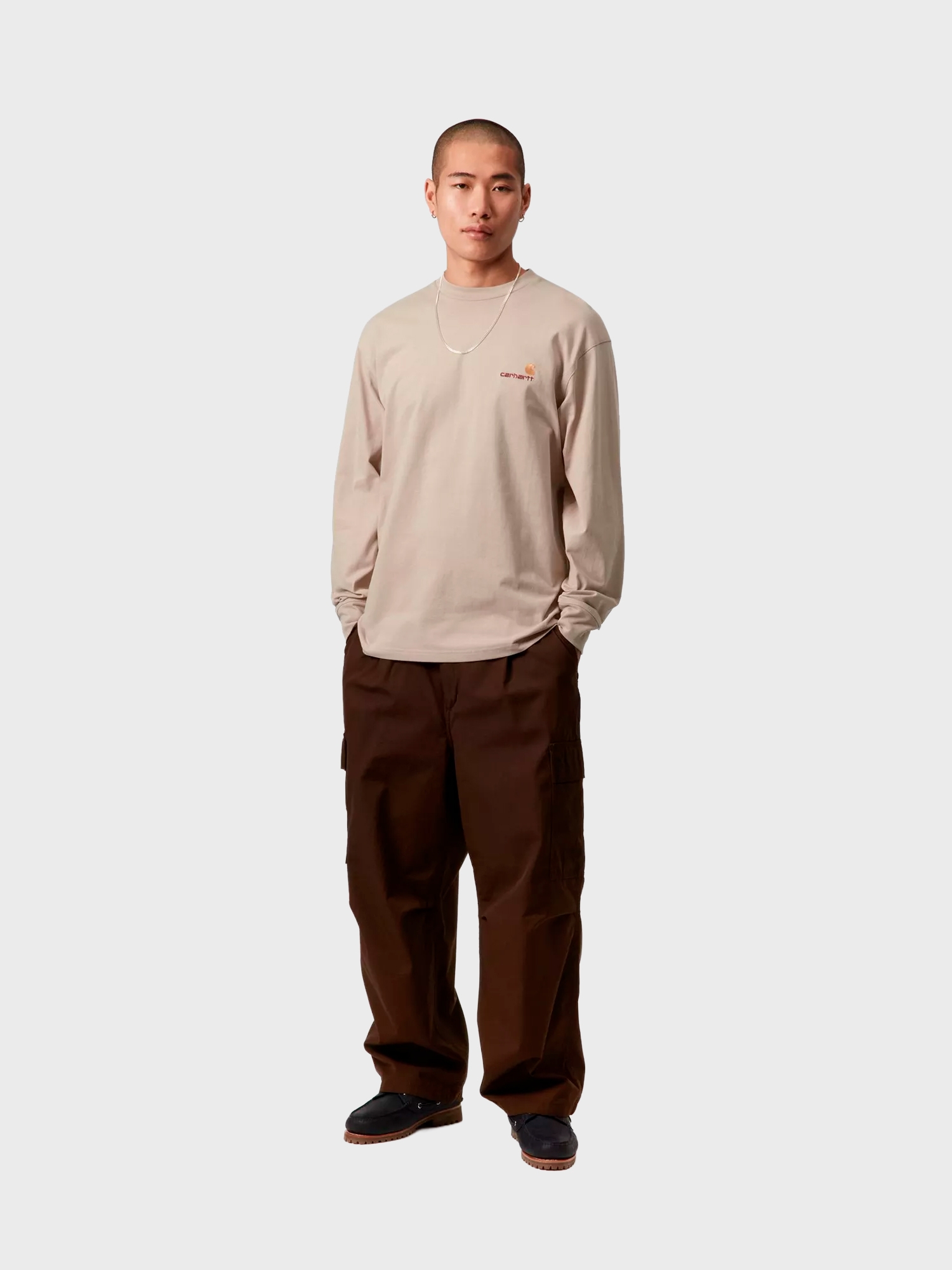 Лонгслив Carhartt WIP American Script Dusty Brown