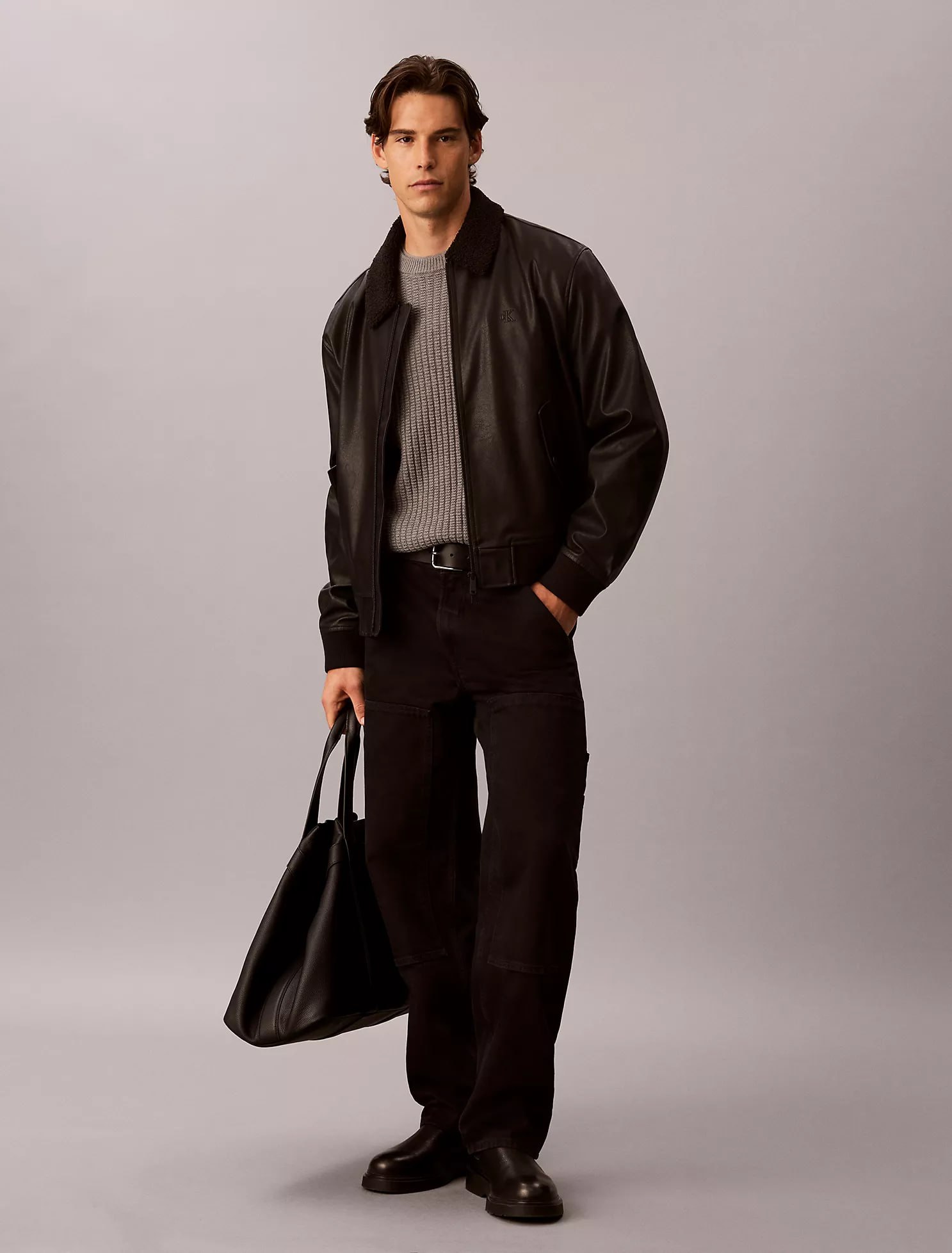 Бомбер Calvin Klein Faux Leather Sherpa Bomber Jacket
