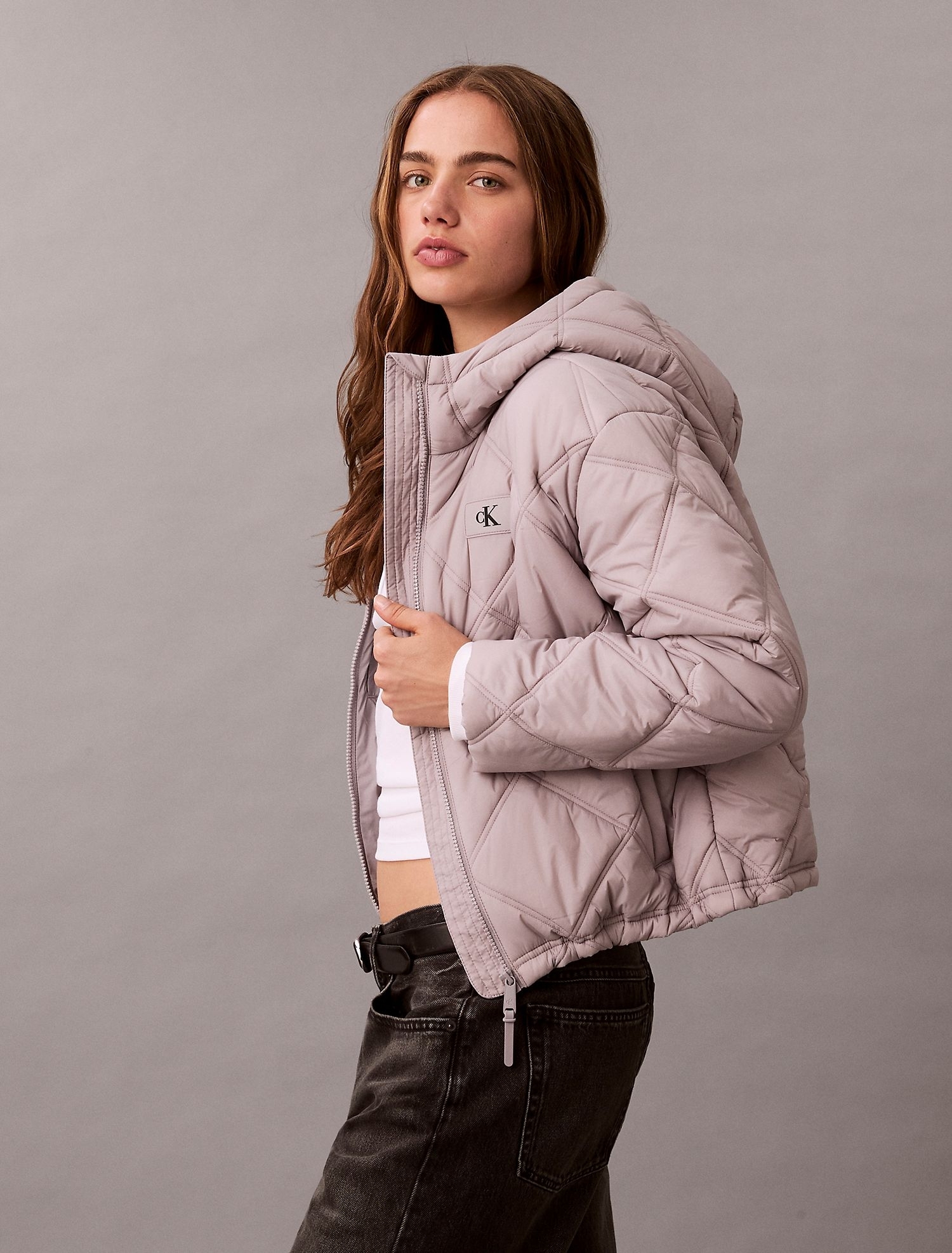 Утепленная куртка Calvin Klein Short Puffer Jacket Flat Gray