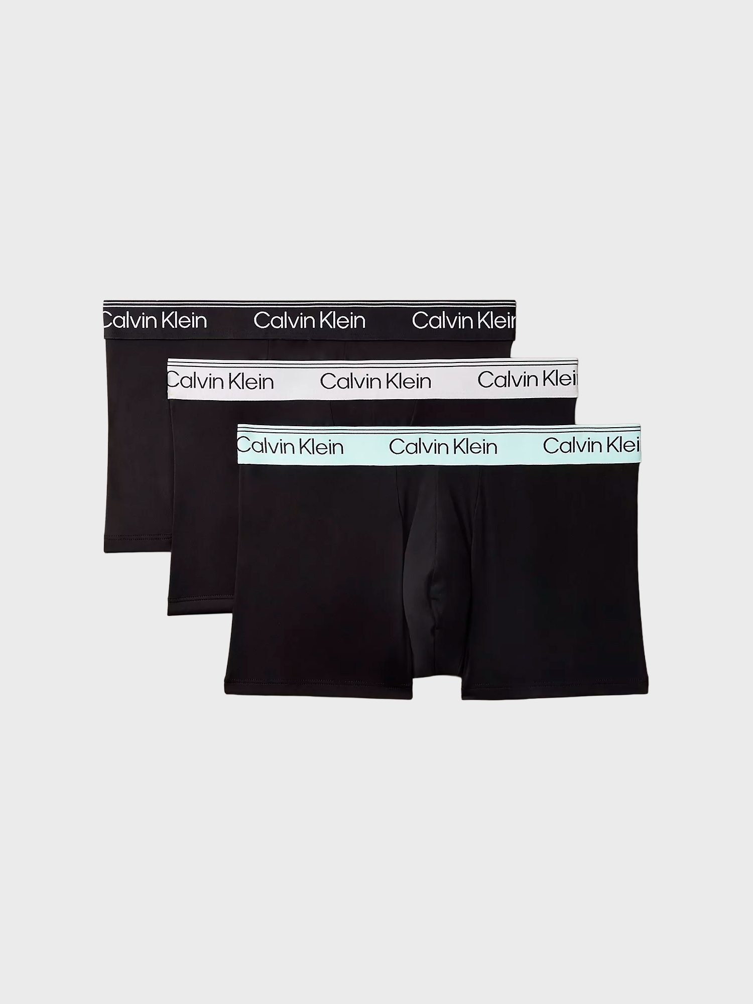 Мужские трусы боксеры-транки Calvin Klein Microfiber Stretch Low Rise Black / Mint Waist