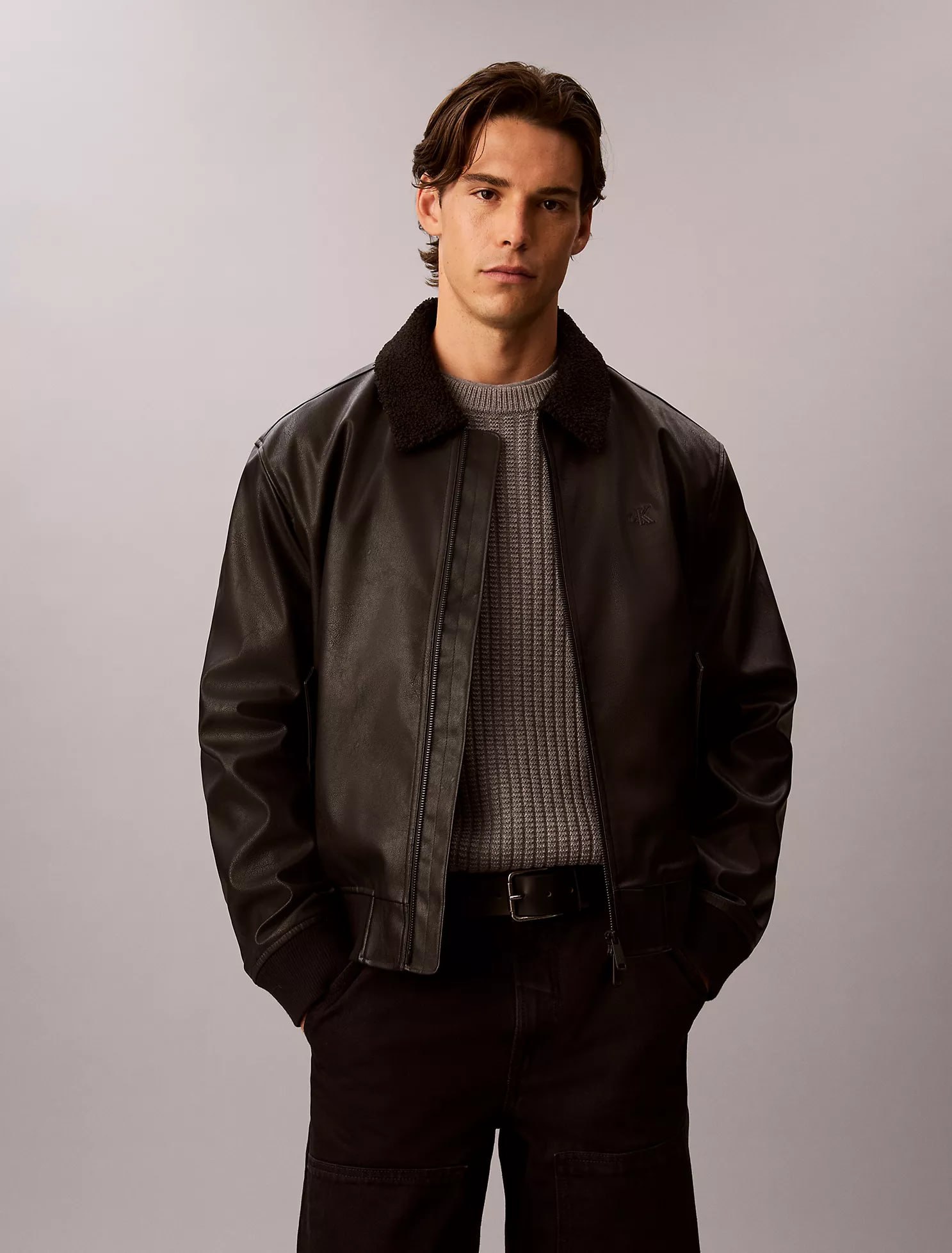 Бомбер Calvin Klein Faux Leather Sherpa Bomber Jacket