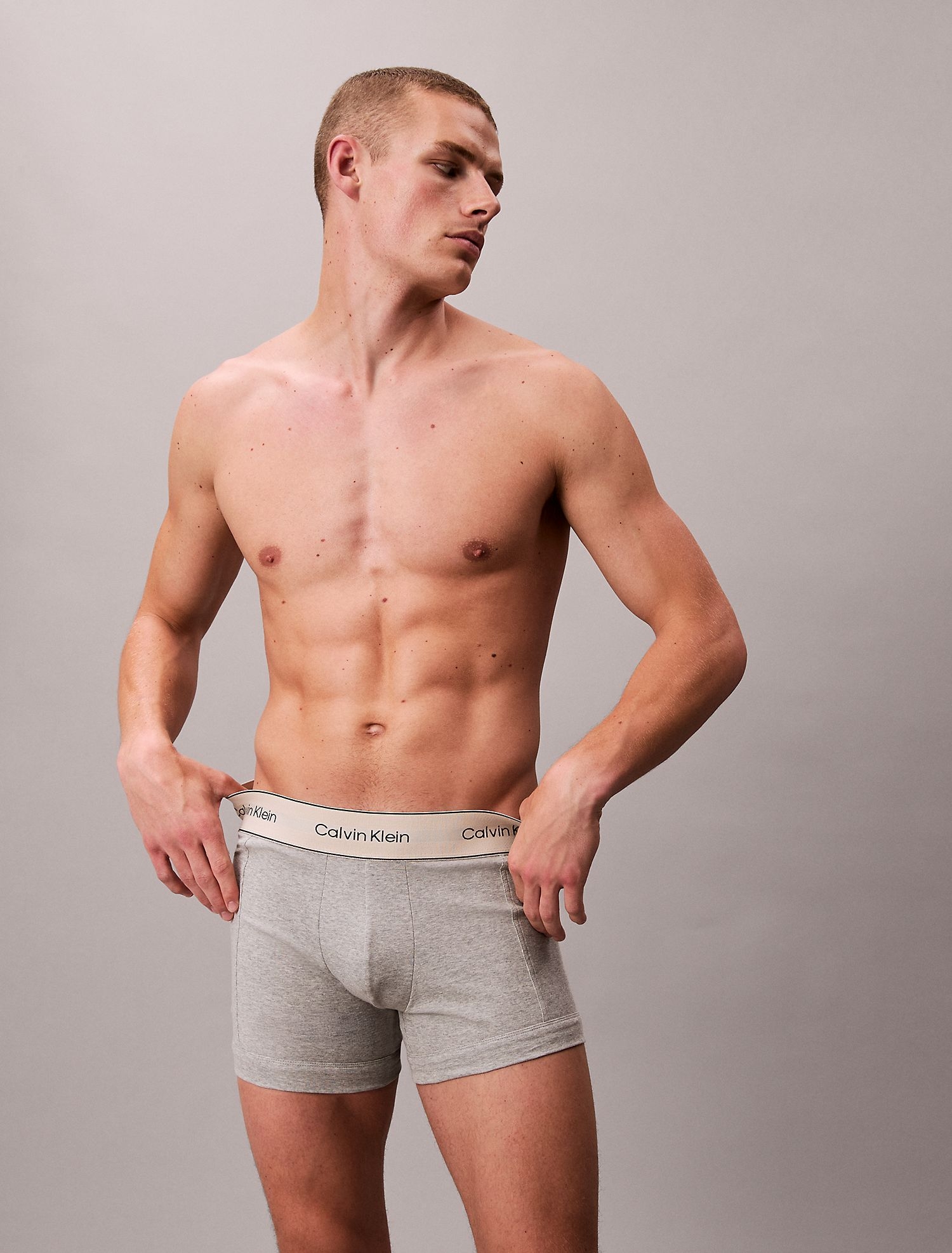 Мужские трусы боксеры-транки Calvin Klein Heritage Cotton Stretch Oyster Gray Multi