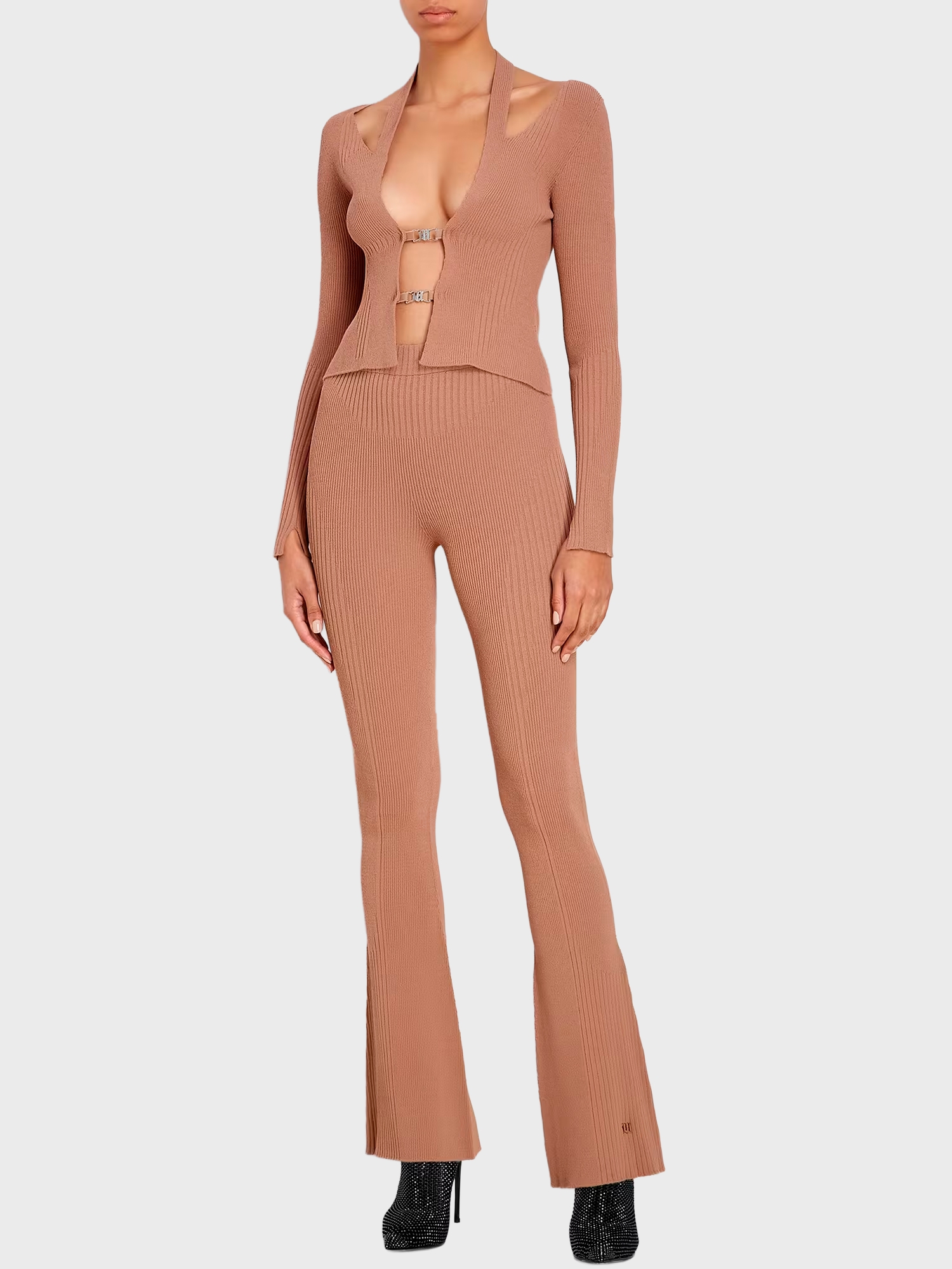 Брюки MISBHV Knit Seamless Flared Trousers Brown