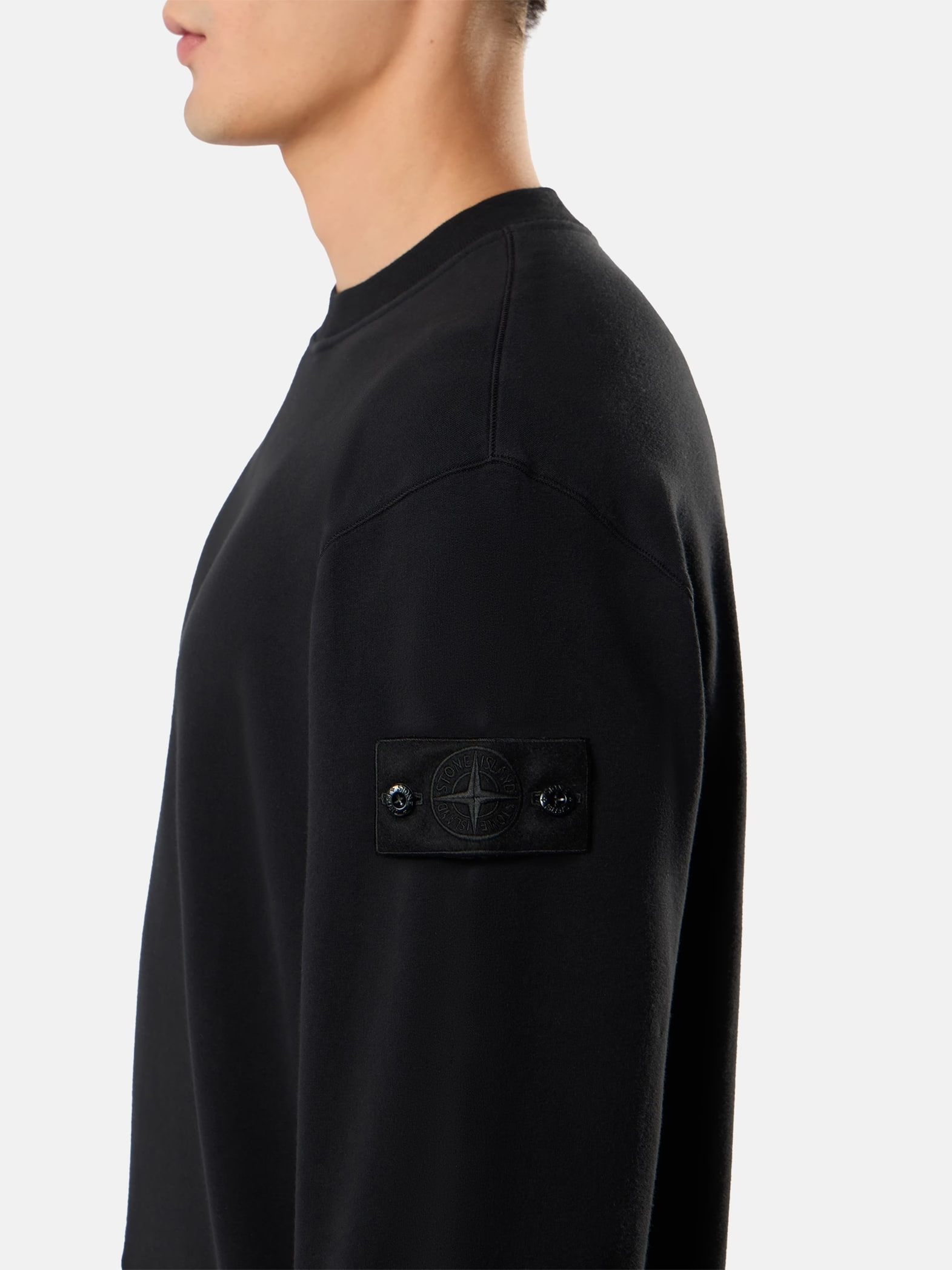 Свитшот Stone Island 6100069 STRETCH COTTON FLEECE_S.I. GHOST Black