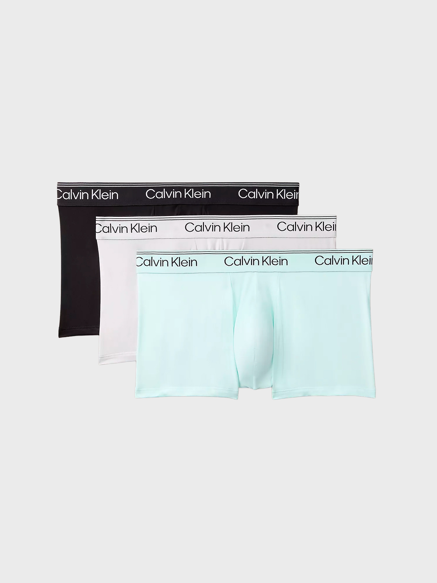 Мужские трусы боксеры-транки Calvin Klein Microfiber Stretch Low Rise Black / Mint Multi