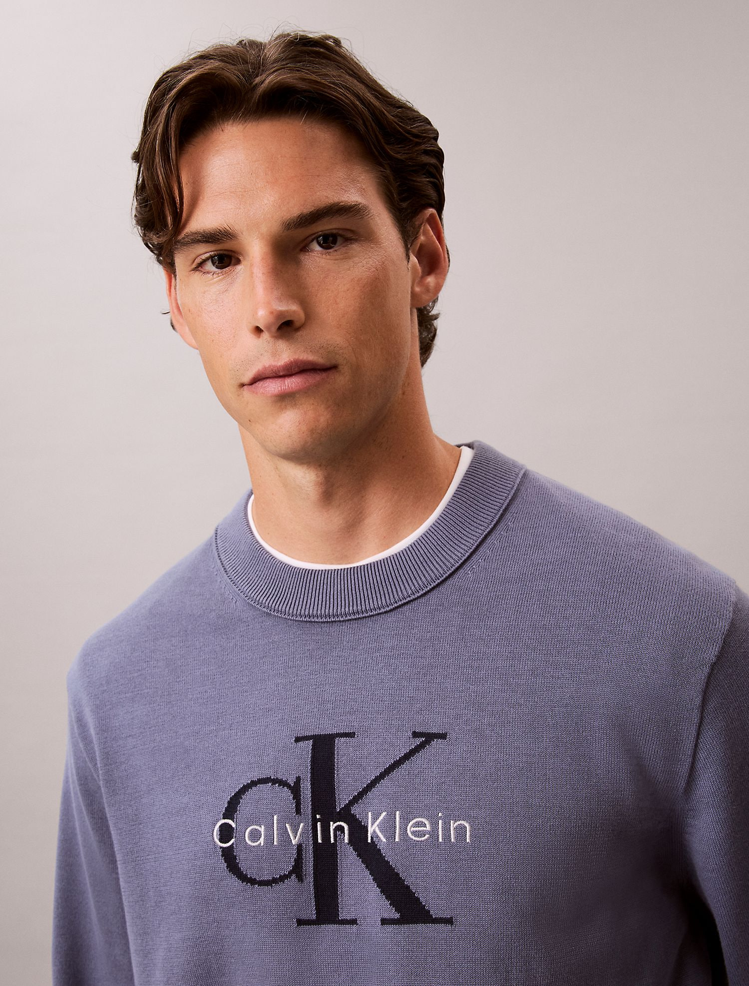 Свитер Calvin Klein Cotton Monologo Graphic Relaxed Grisaille