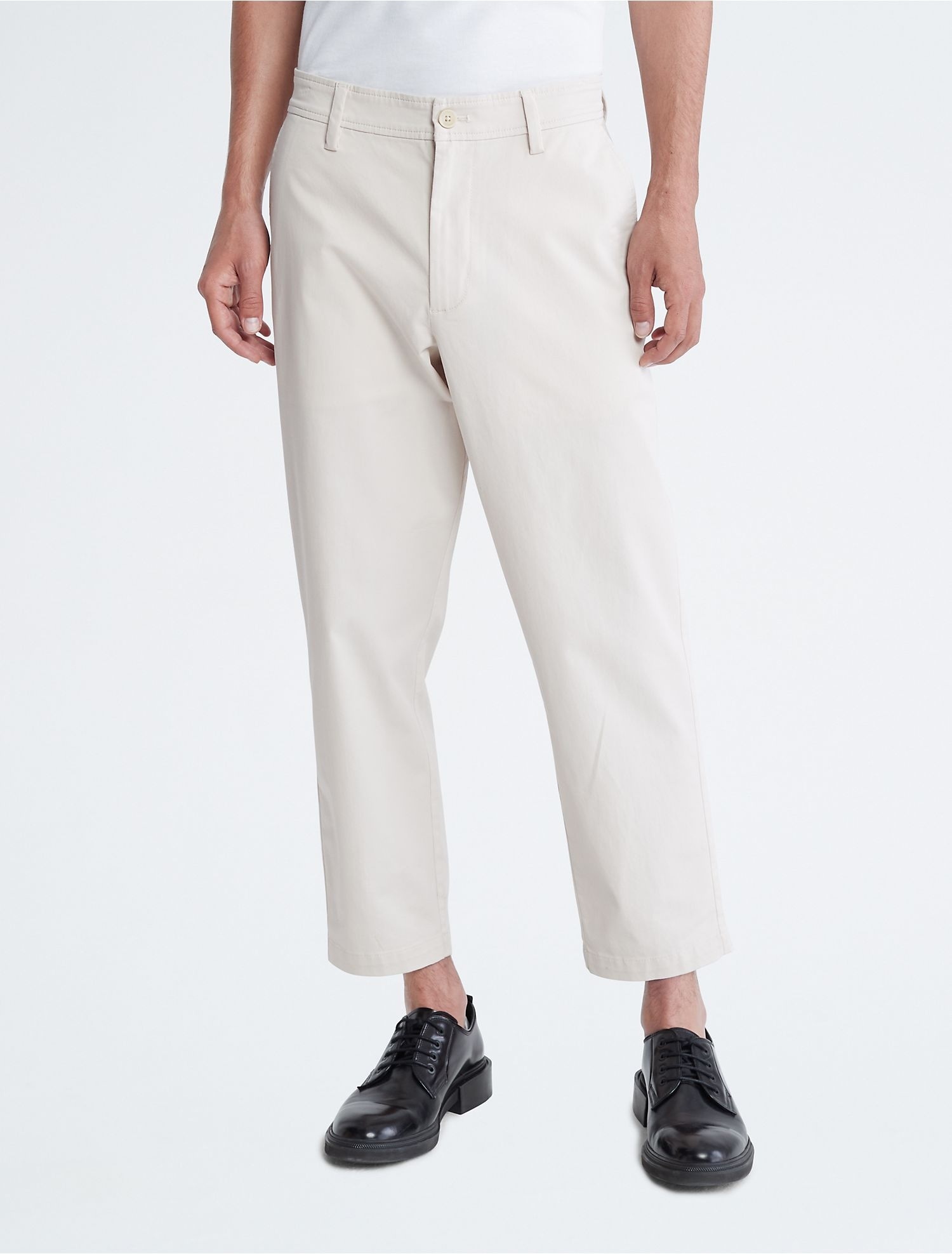 Брюки Calvin Klein Tapered Leg Cropped Chinos Chalk