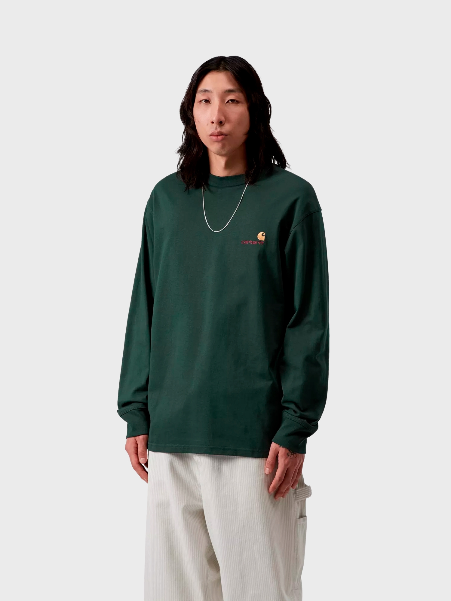 Лонгслив Carhartt WIP American Script Kale Green