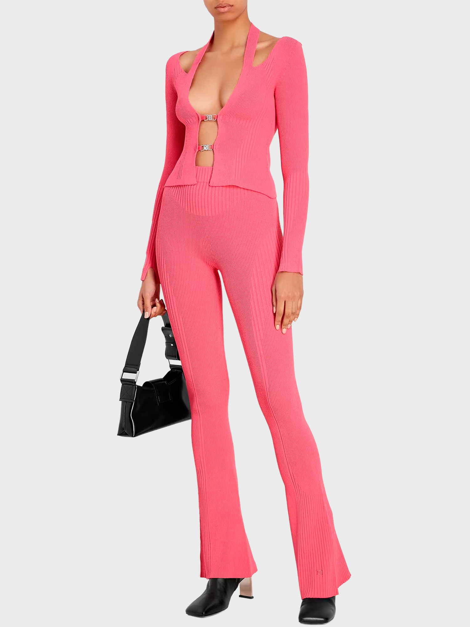 Брюки MISBHV Knit Seamless Flared Trousers Pink