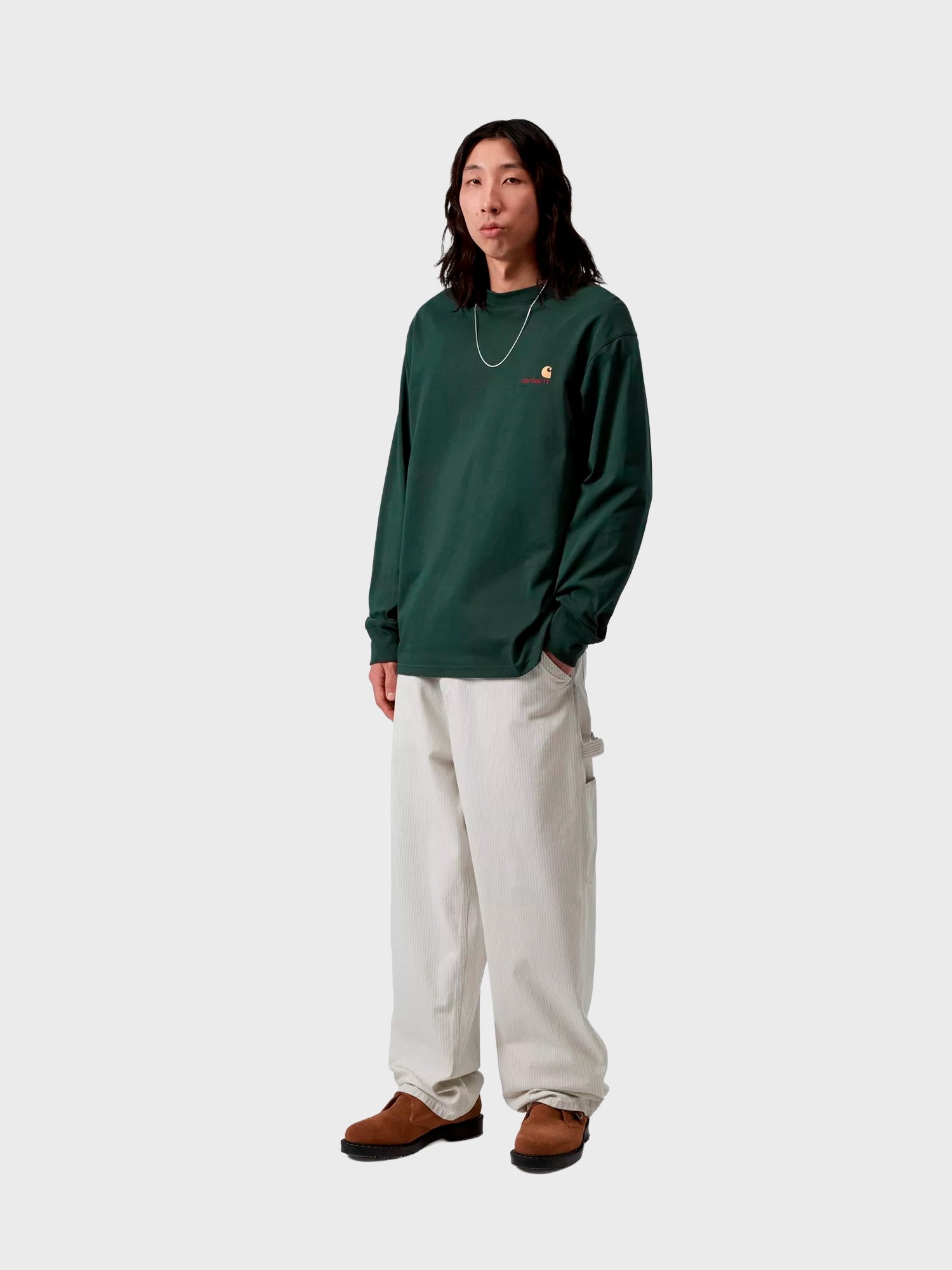 Лонгслив Carhartt WIP American Script Kale Green