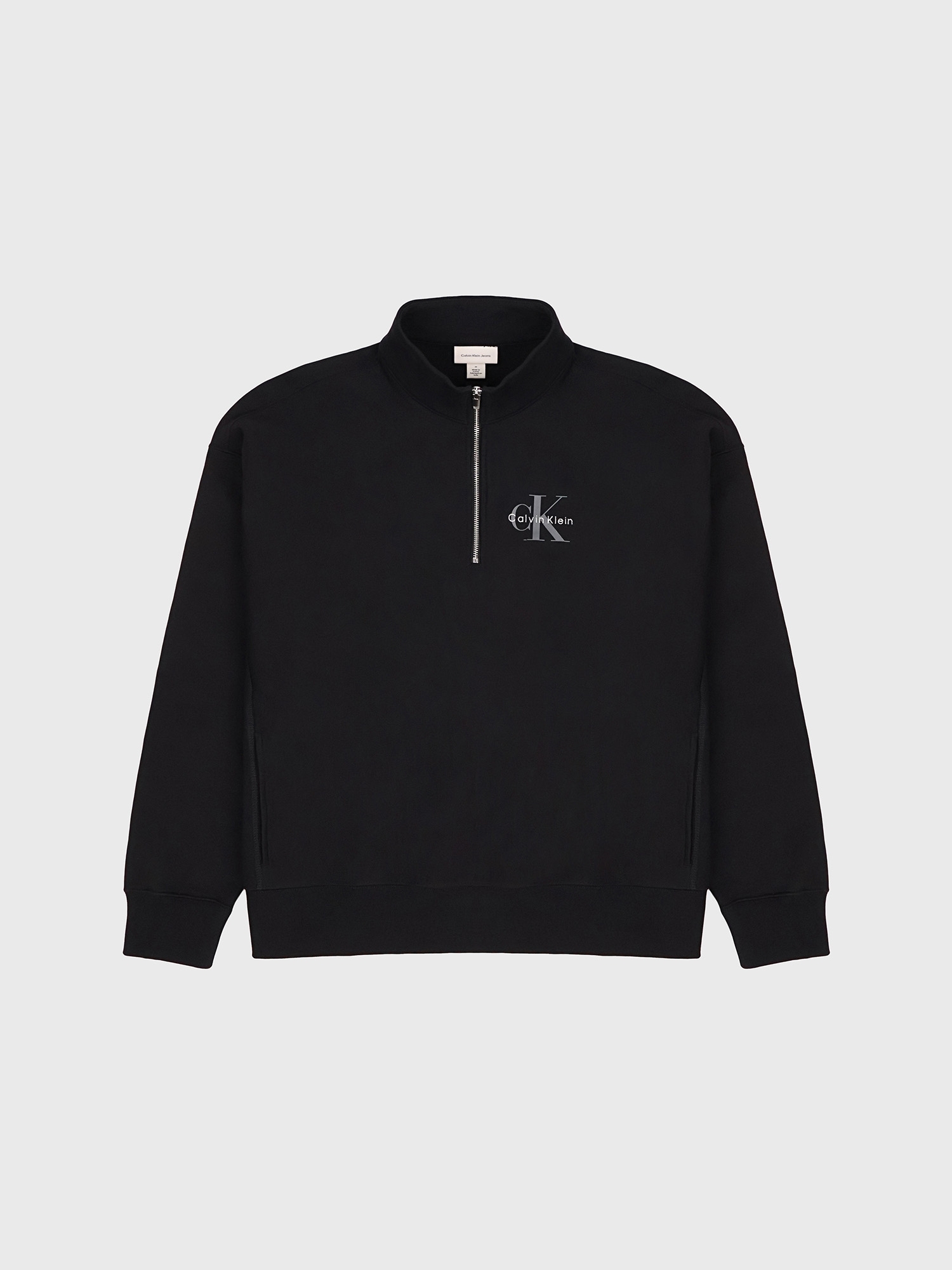 Свитшот на молнии Calvin Klein Monologo Premium Terry Quarter Zip Black