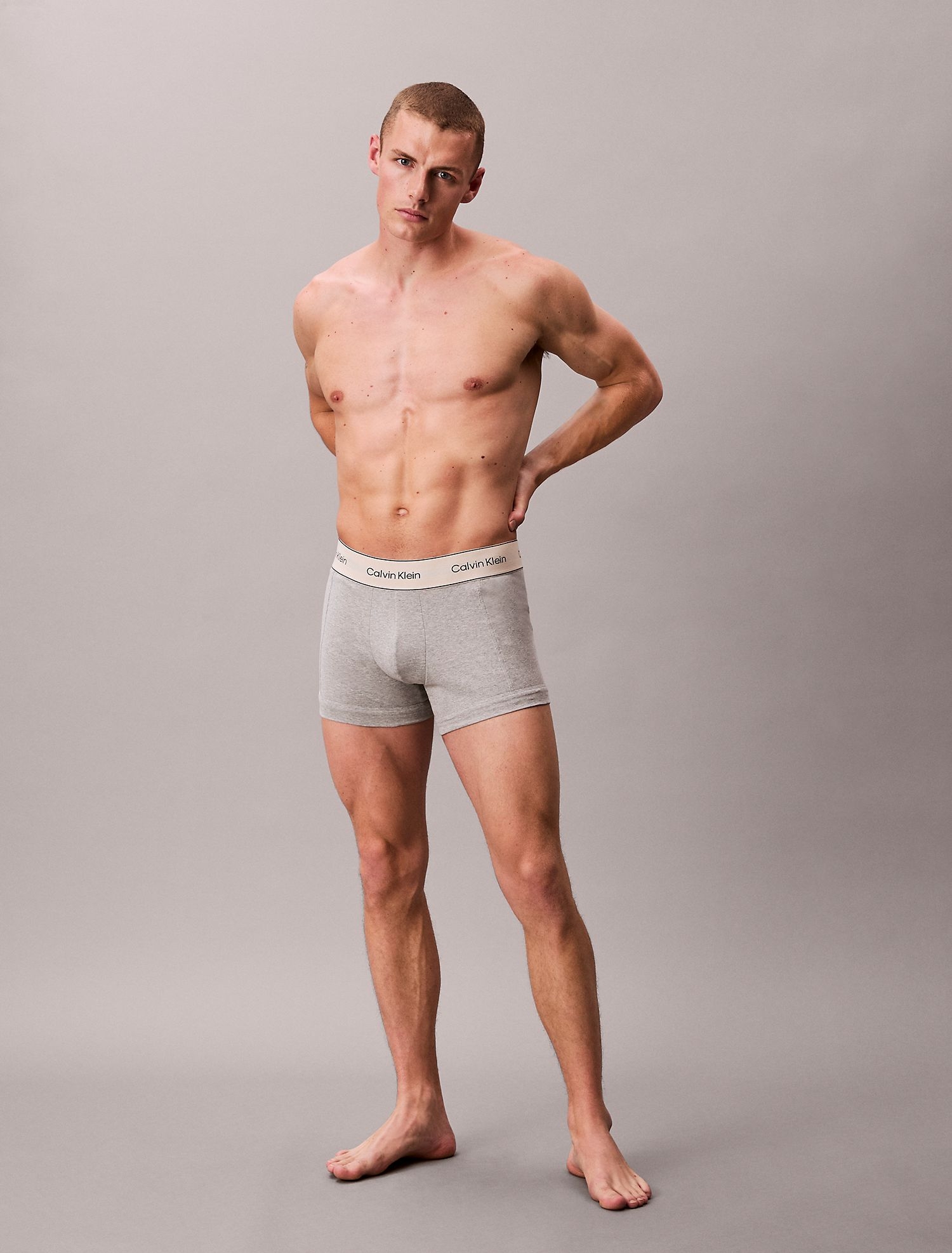 Мужские трусы боксеры-транки Calvin Klein Heritage Cotton Stretch Oyster Gray Multi