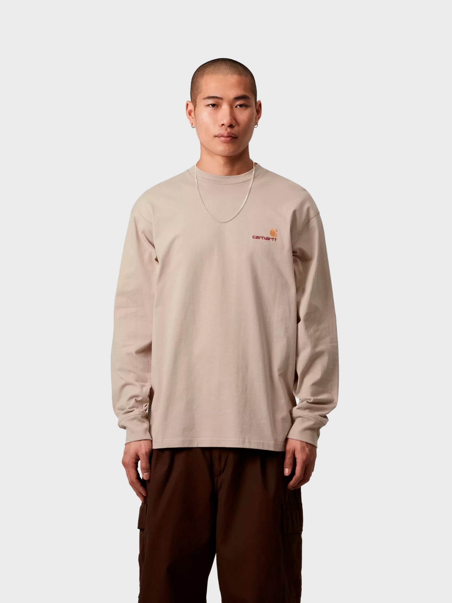 Лонгслив Carhartt WIP American Script Dusty Brown