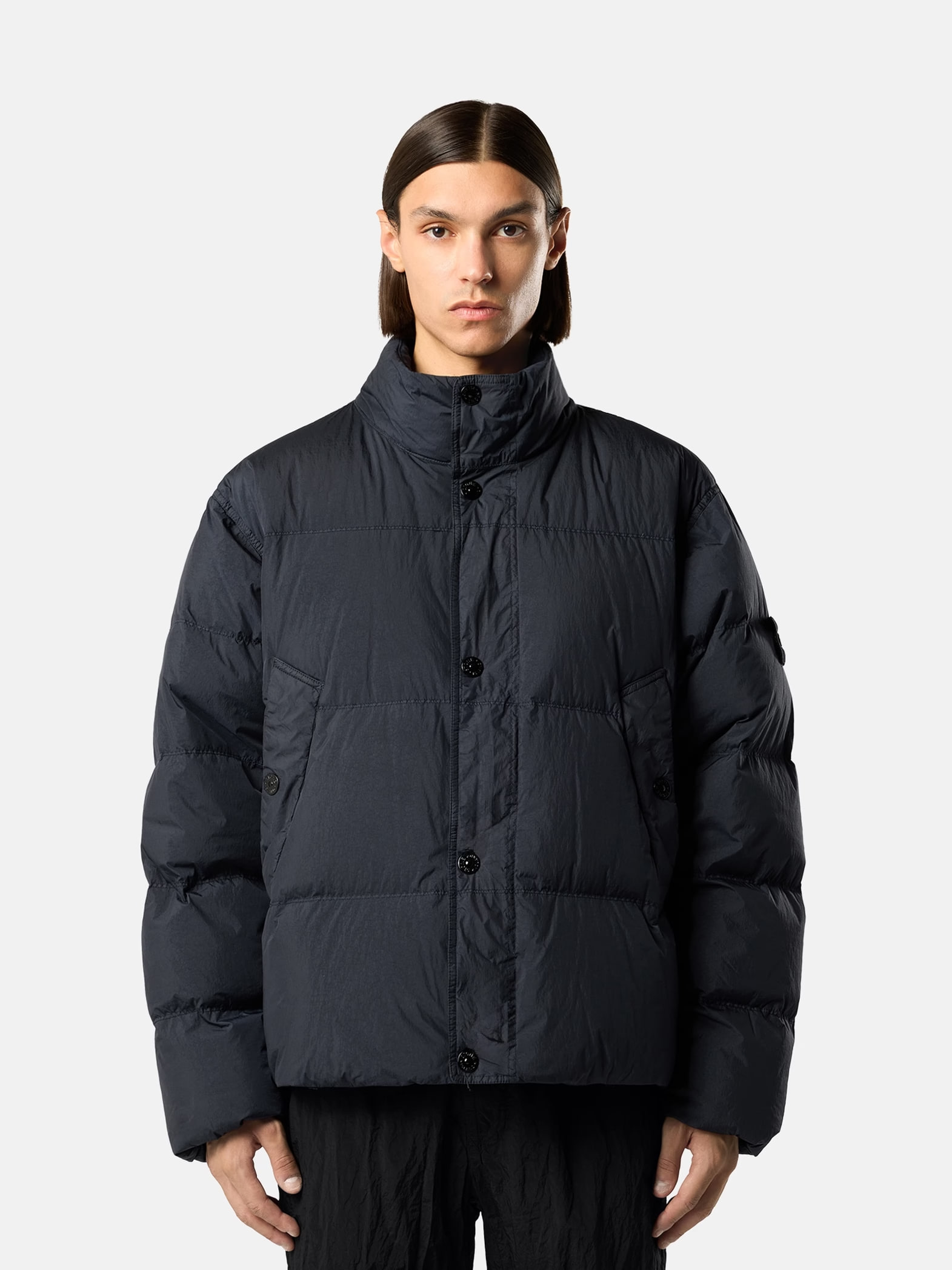 Пуховик Stone Island 4100109 Crinkle Reps Navy Blue