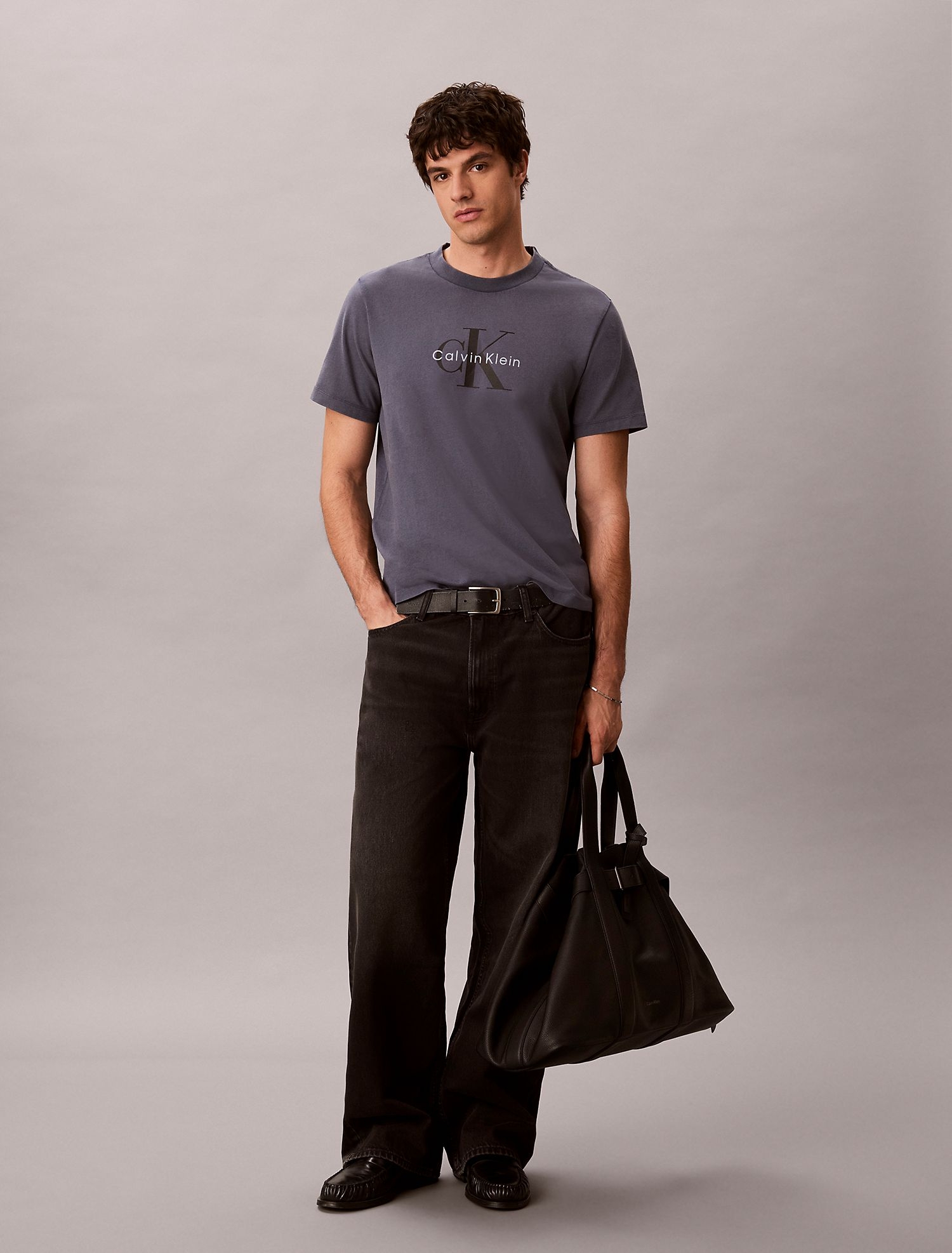 Футболка Calvin Klein Acid Wash Monologo Blue Nomad