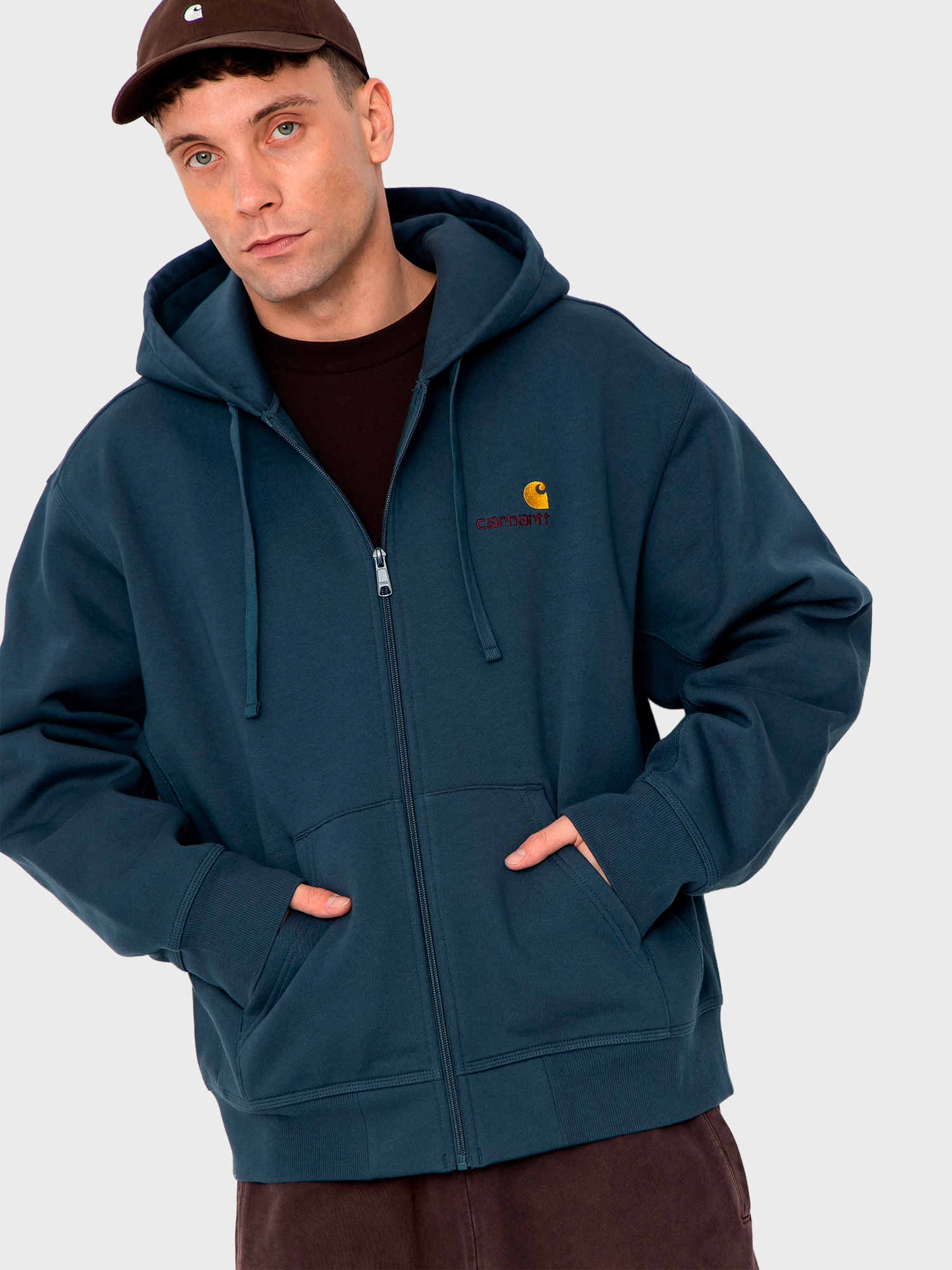 Худи на молнии Carhartt WIP American Script Office Blue