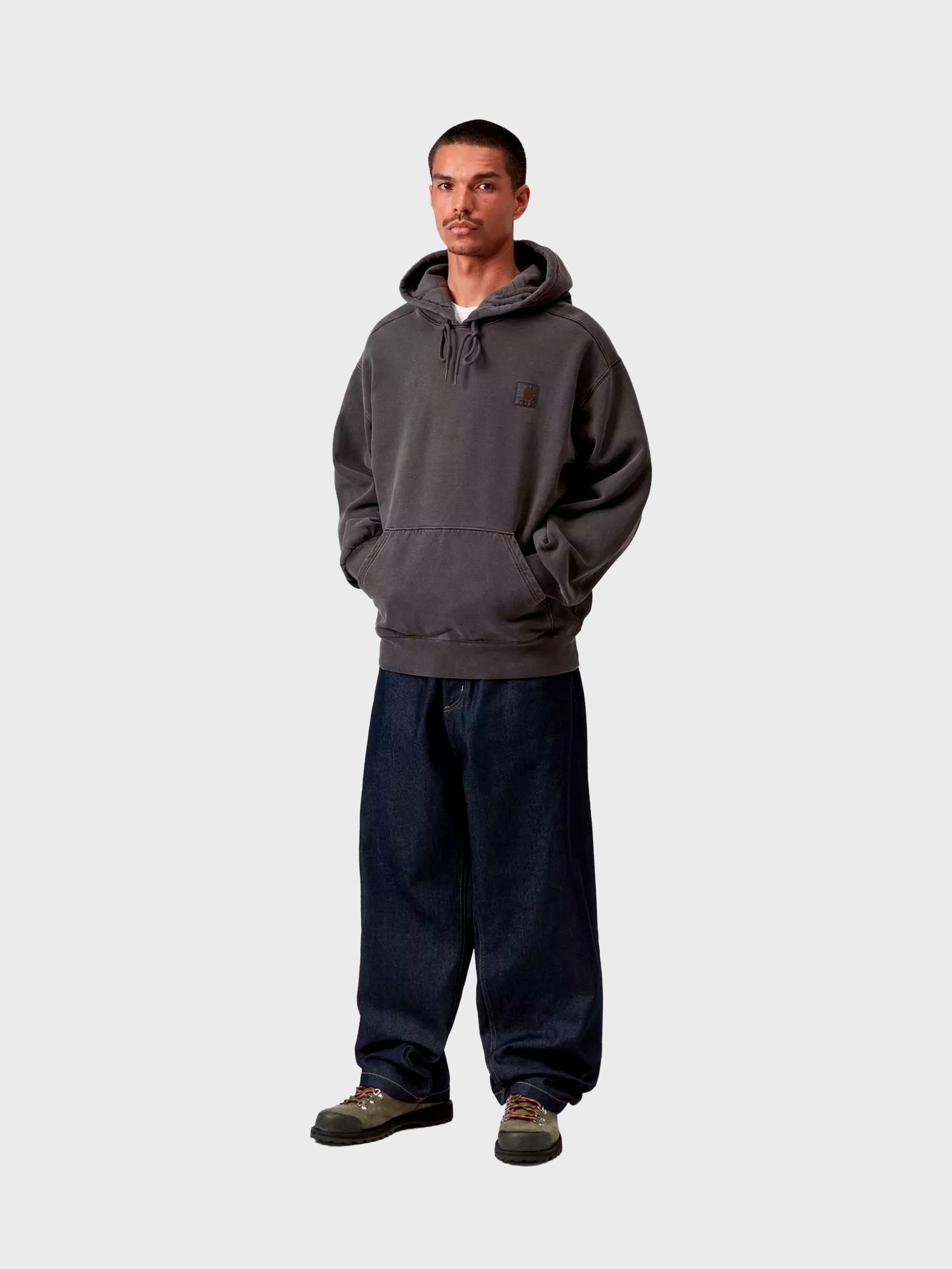 Худи Carhartt WIP Nelson Black, Garment dyed