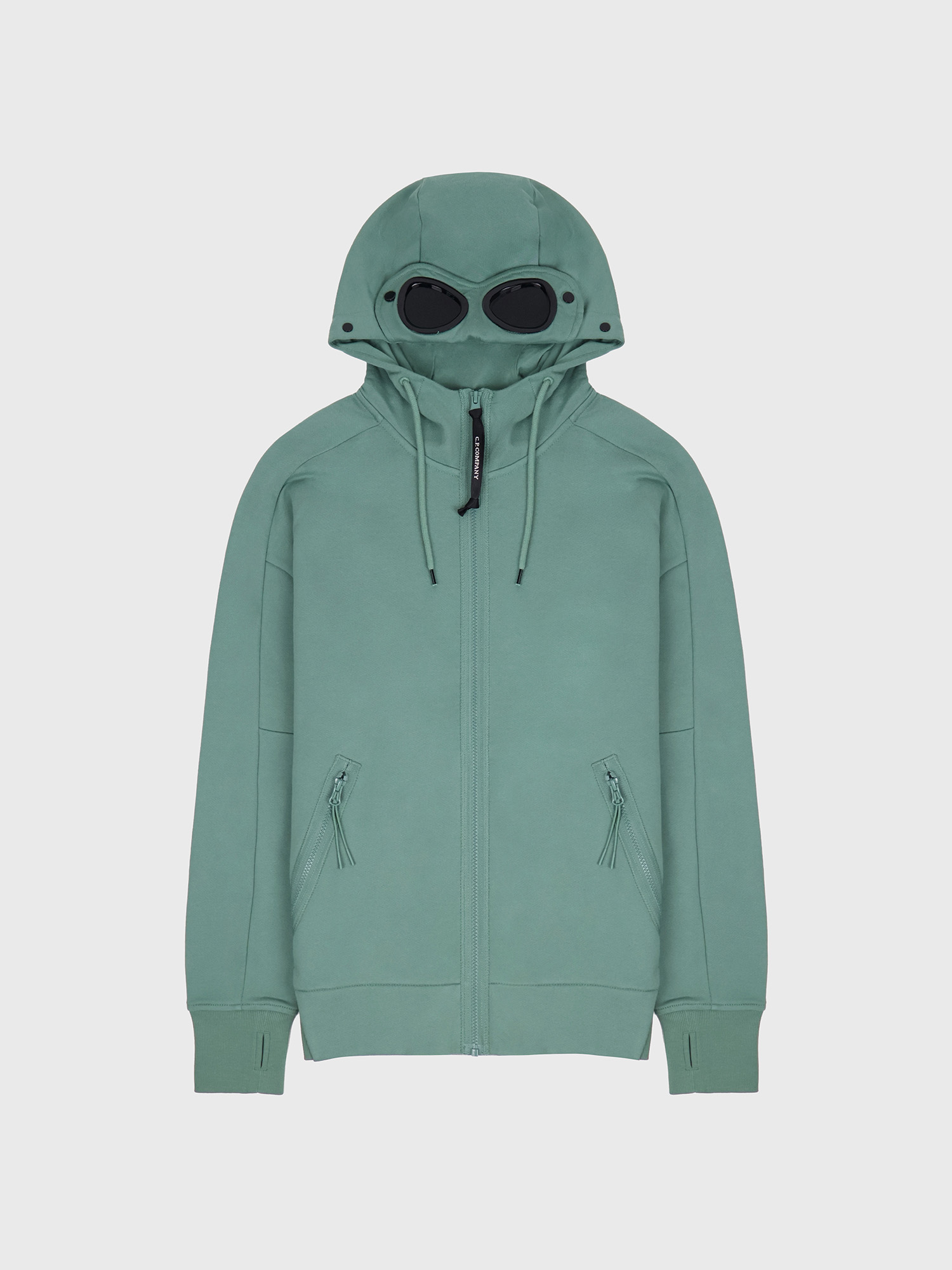 Худи на Молнии C.P. Company Diagonal Raised Goggle Zipped Green