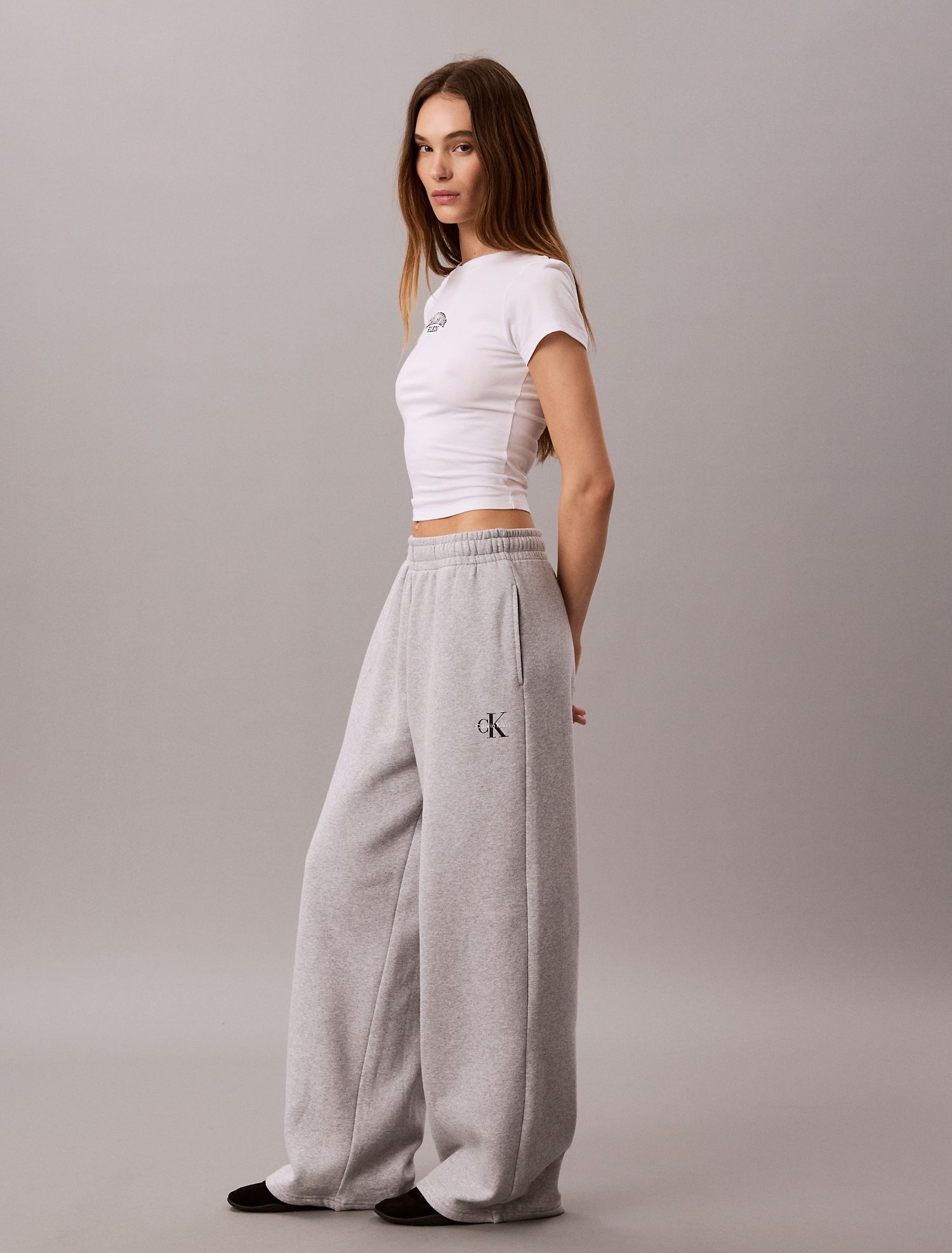 Брюки Calvin Klein Monologo Fleece Wide Leg Heroic Grey Heather