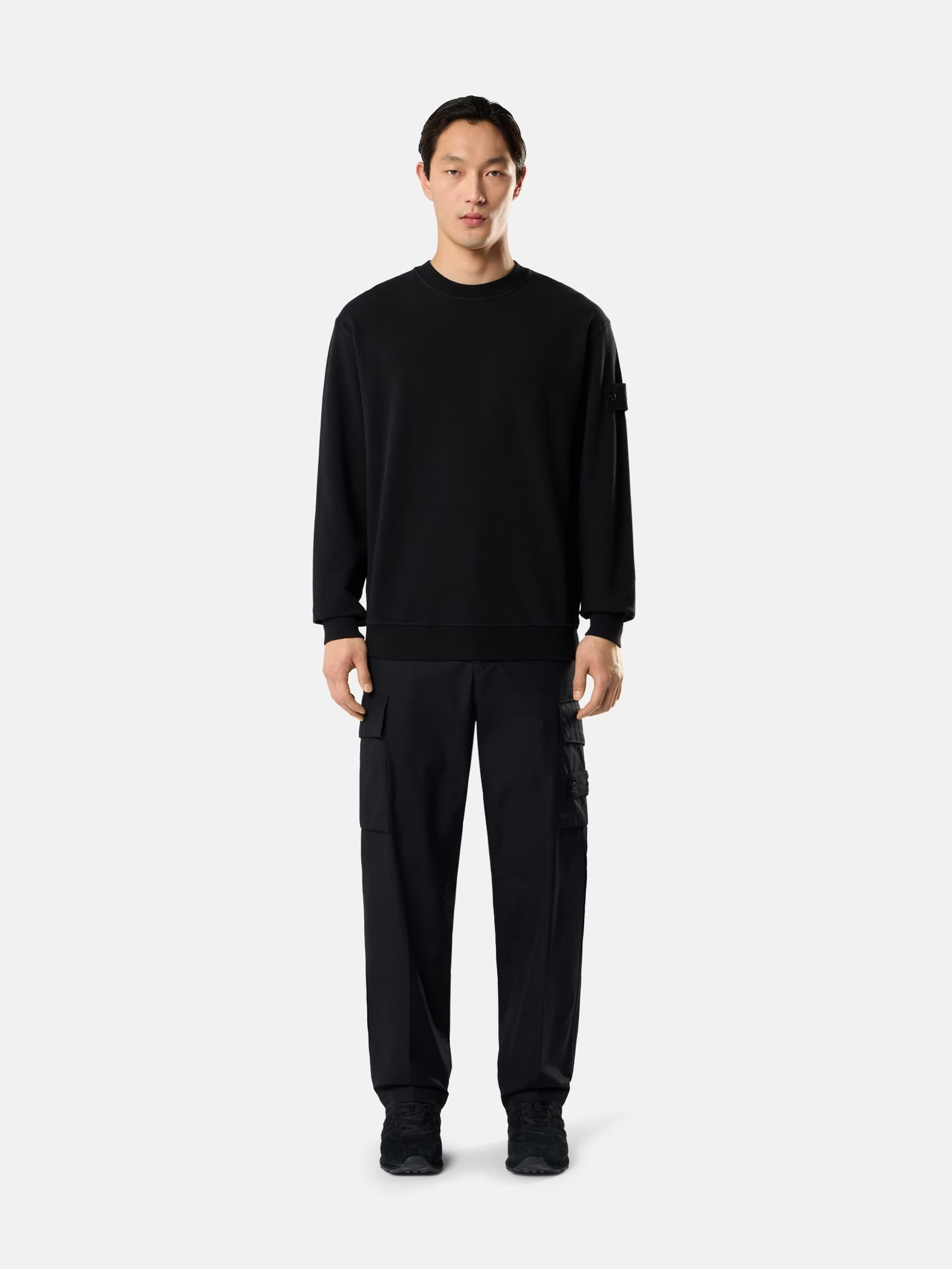 Свитшот Stone Island 6100069 STRETCH COTTON FLEECE_S.I. GHOST Black