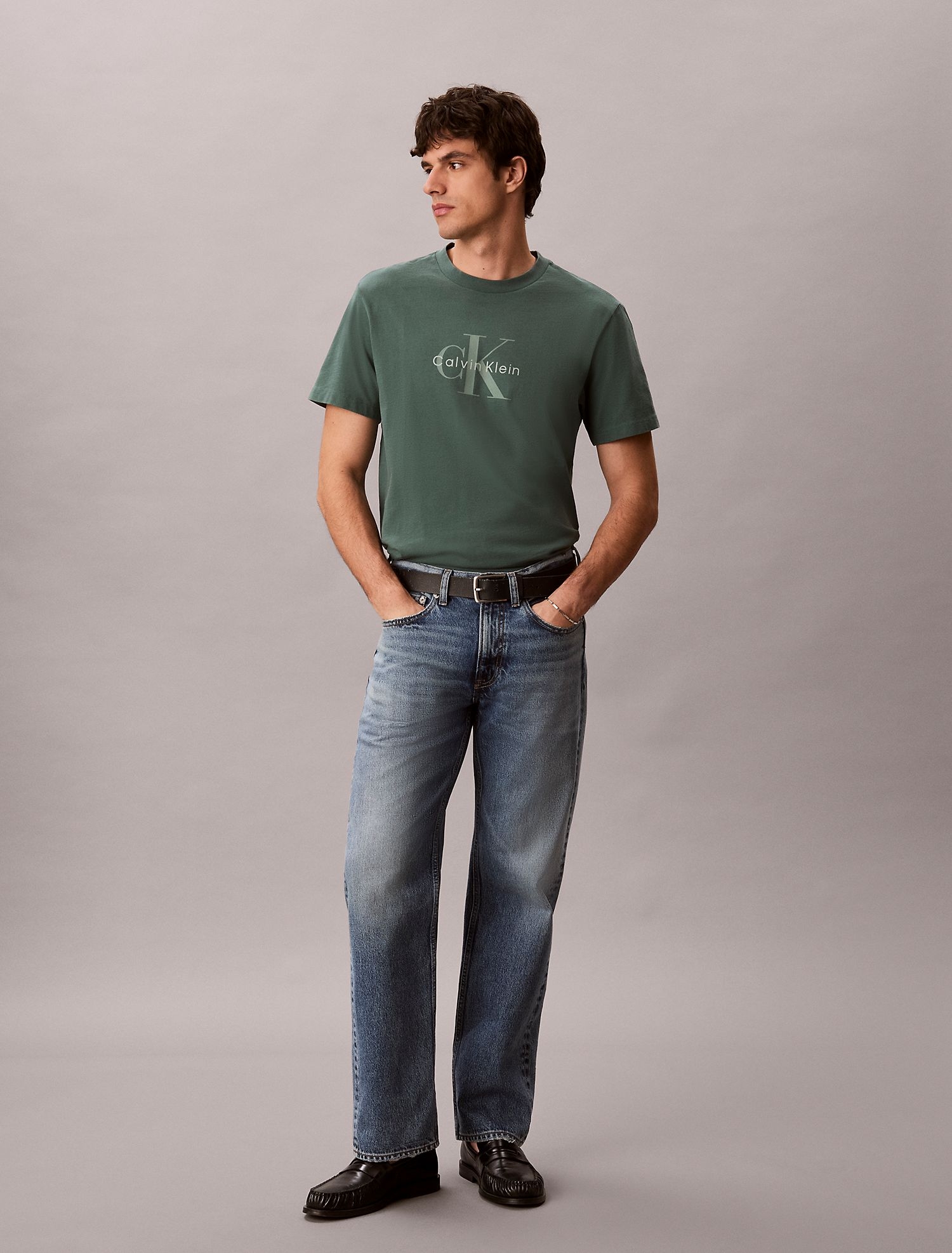 Футболка Calvin Klein Acid Wash Monologo Mallard Green