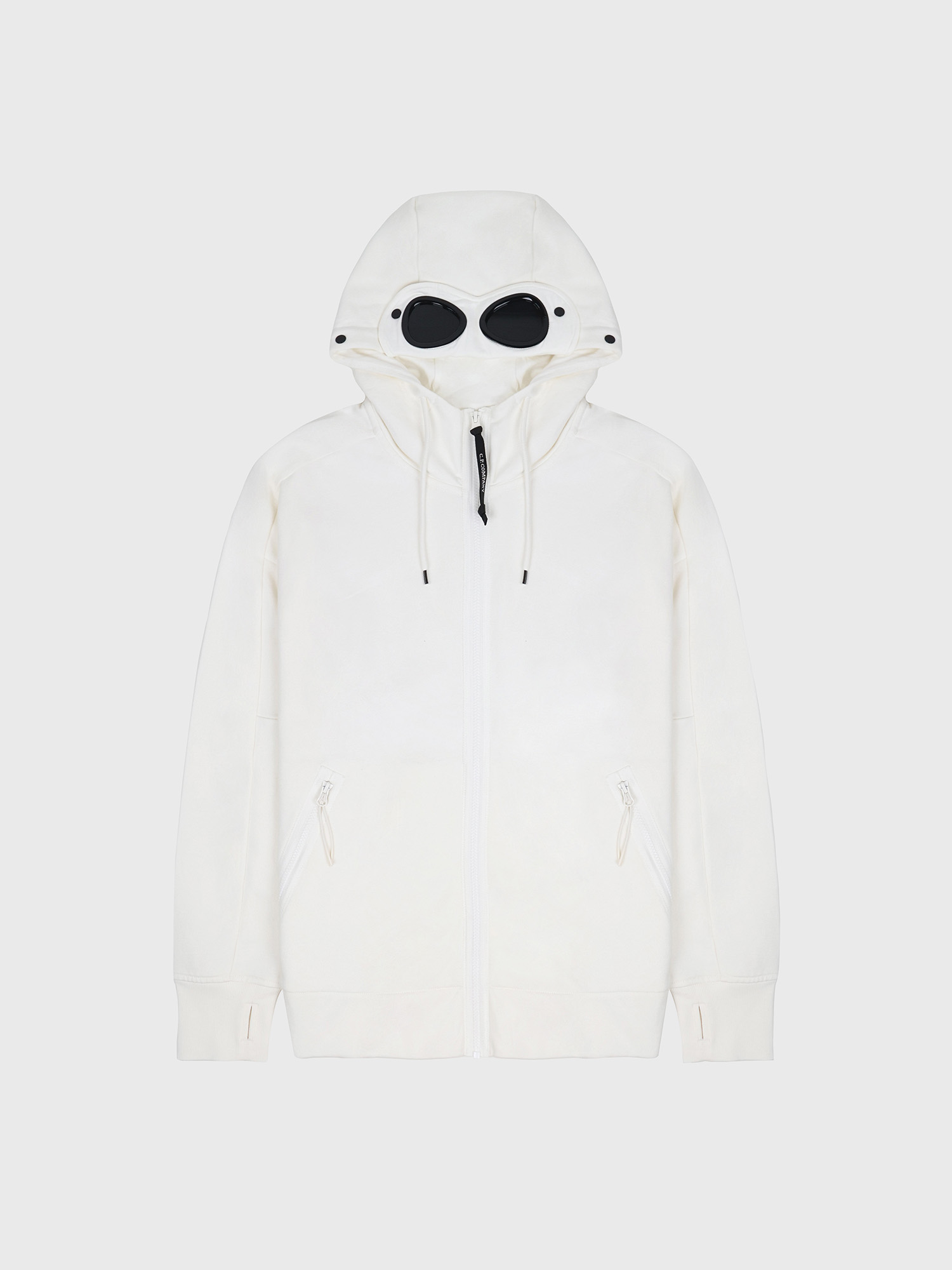 Худи на молнии C.P. Company Diagonal Raised Fleece Zipped Goggle Gauze White